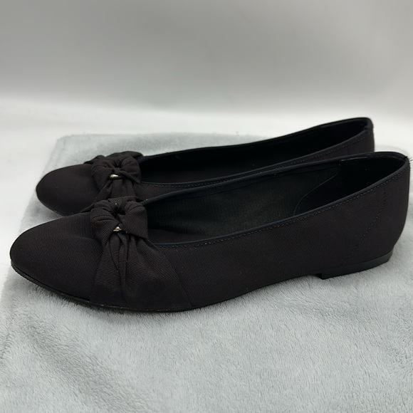 Vintage My-Tai Casuals Slip-on Black Nylon Bow Flats Size 7-1/2 - Picture 3 of 8